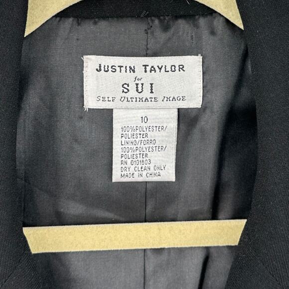 Justin Taylor For SUI Vintage Black Notched Lapel Blazer 2-Button Jacket Size 10 - Picture 4 of 6